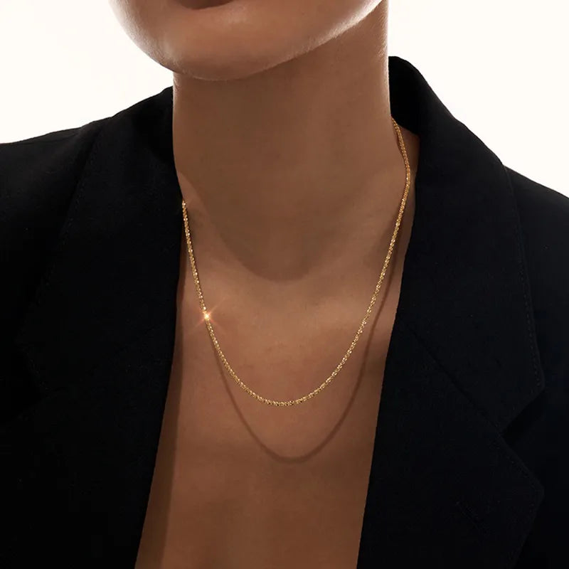 EFLAVOUR™ Flat Shiny Glossy Chain Necklaces