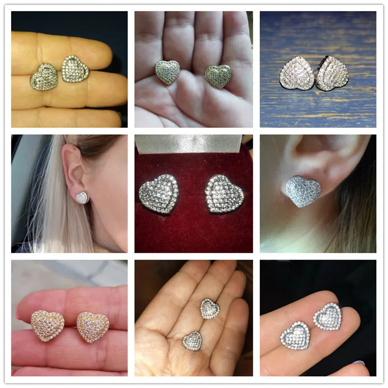 EFLAVOUR™ Classic Design Dazzling Heart Stud Earrings