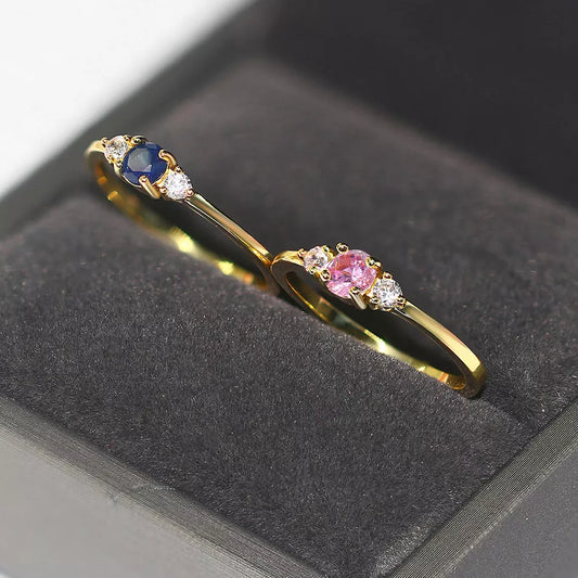 EFLAVOUR™ Dainty Slim Wedding Ring Set in Light Gold