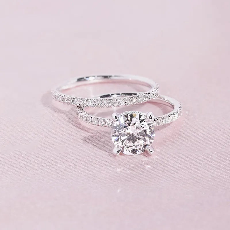 EFLAVOUR™ Trendy Female Set Rings with Brilliant CZ