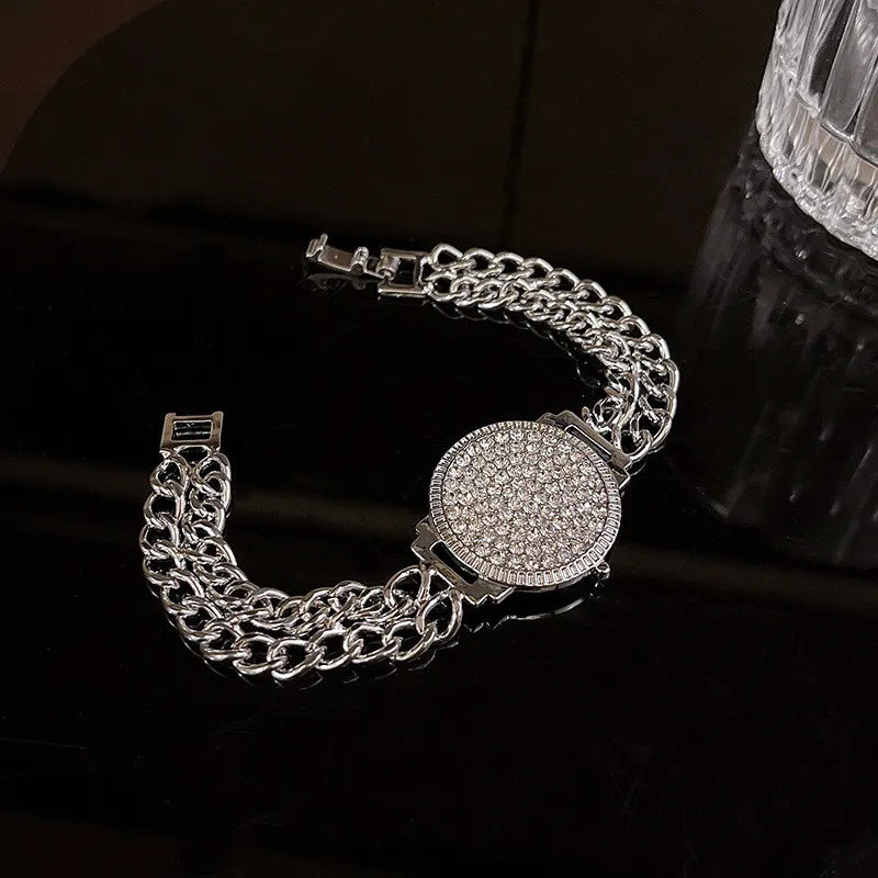 EFLAVOUR™ Luxurious High Quality Full of Rhinestone Clock Dial Bracelets