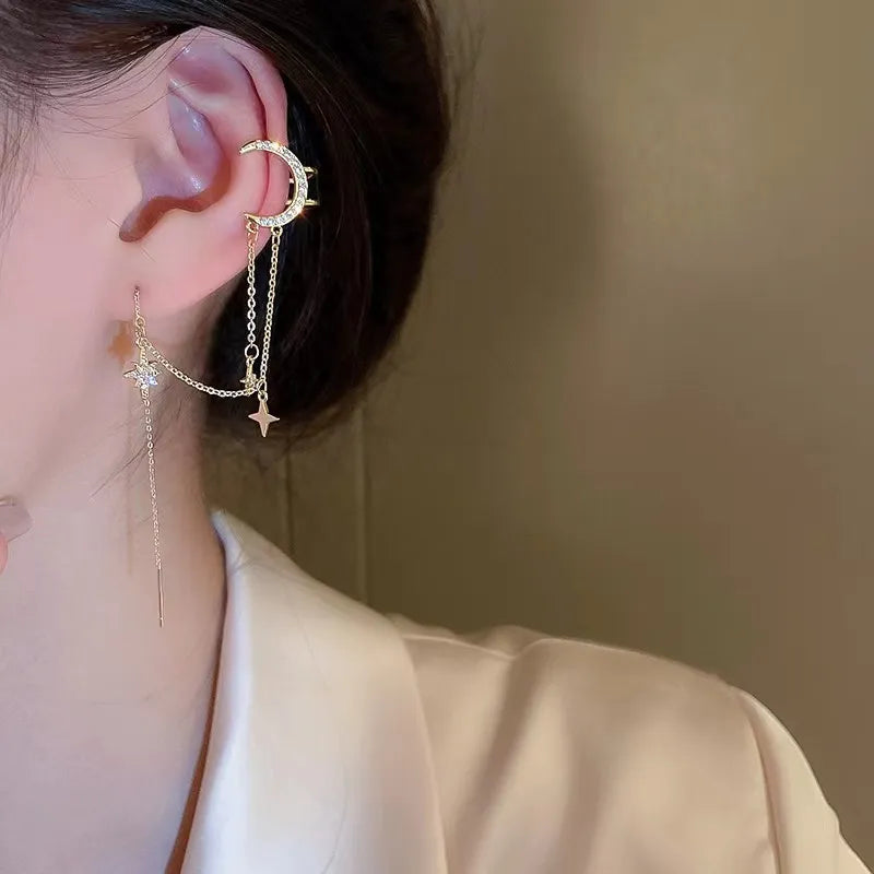 EFLAVOUR™ Star Moon Tassel: Celestial Elegance Earrings