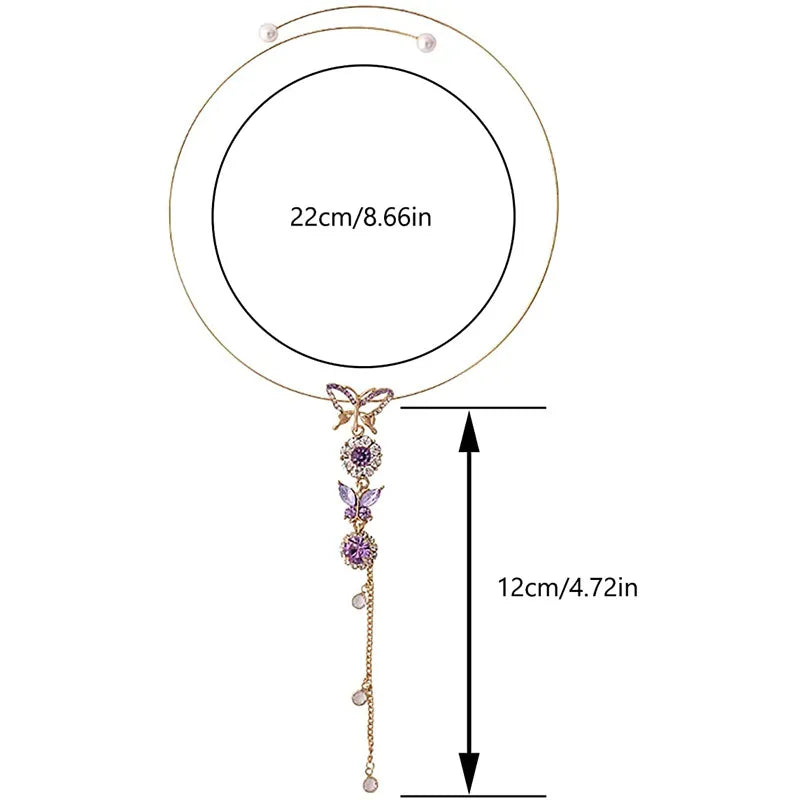EFLAVOUR™ New Purple Pearl Butterfly Flower Necklace