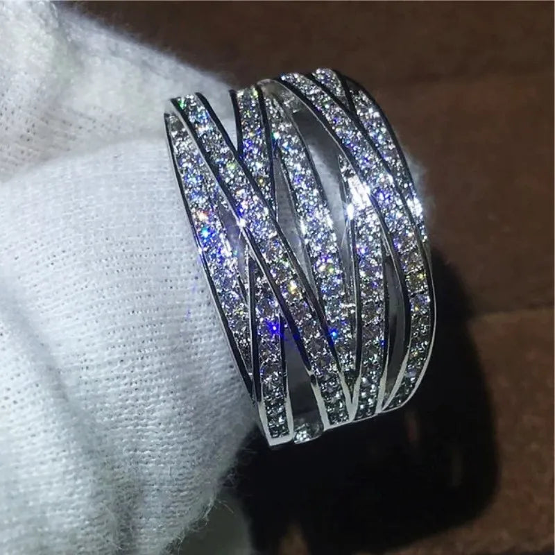 EFLAVOUR™ Multi-layer Cross Rings with Dazzling CZ
