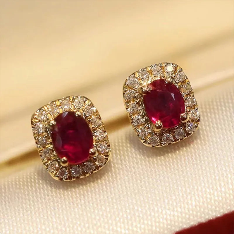 EFLAVOUR™Fashion Red Cubic Zirconia Stud Earrings for Women