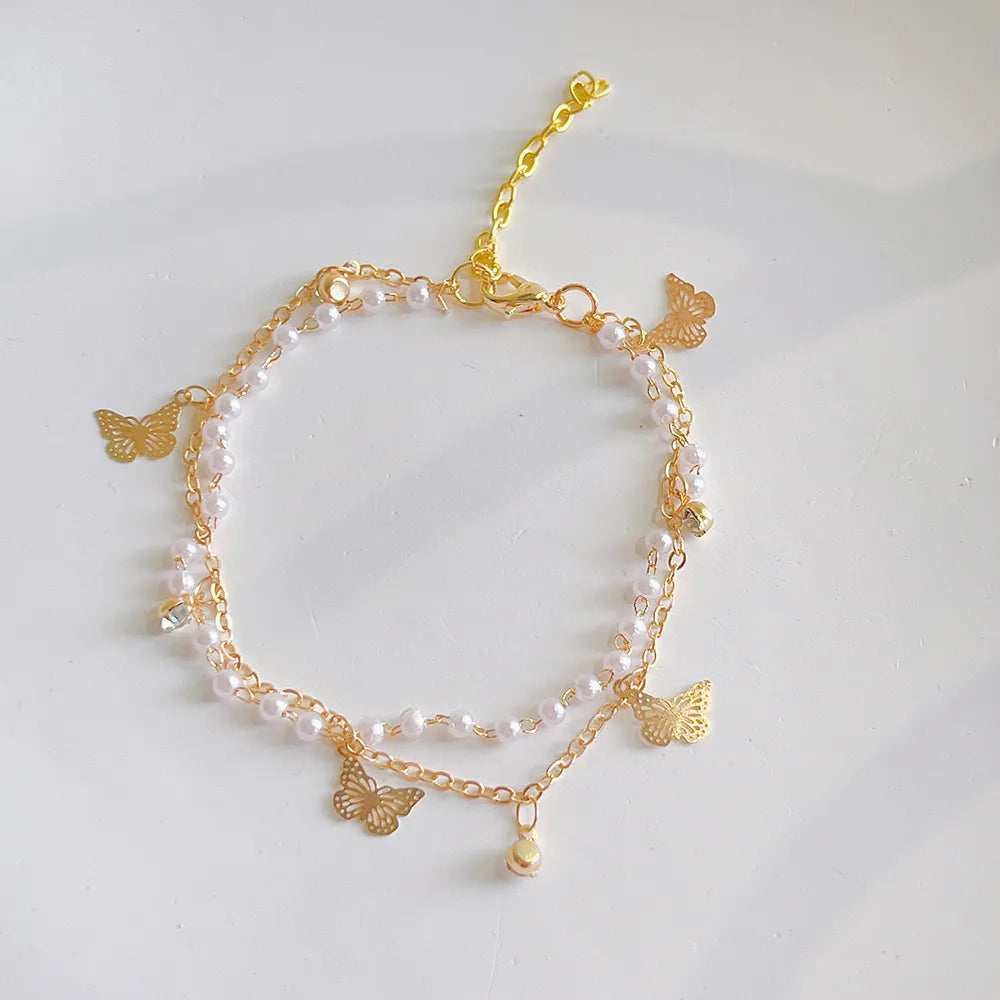 EFLAVOUR™ Elegant Delicate Double Layer Butterfly Pearl Bracelet